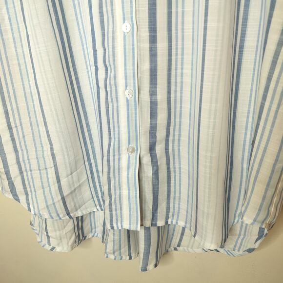 Jane + Delaney Button Up Shirt Striped Hi Low - Picture 3 of 6